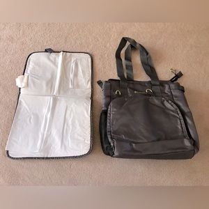 Like new steel gray & black Unisex Columbia diaper bag with changing pad